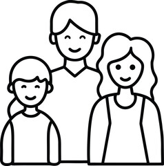 line art happy family at park illustration on transparent