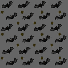Seamless pattern of spooky Halloween bats with dark night charm, perfect for festive fabrics, wallpapers, gift wrapping, stationery, party decorations, and stylish eerie seasonal design projects.