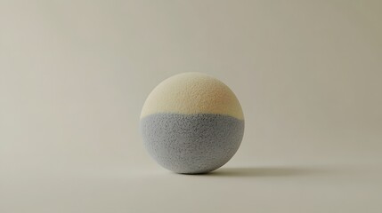 Elegant Minimalist Design of Sphere with Gray Top and Beige Bottom on Neutral Background