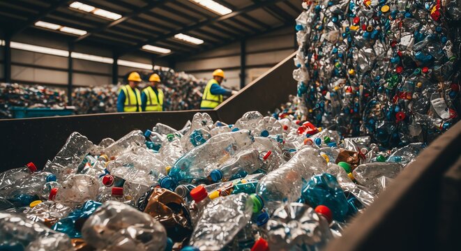 Plastic bottles and waste recycling facility