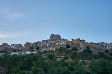 Obraz premium Imposing profile of the medieval village of Morella, Castellon, dominated by its hilltop castle