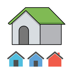 Simple illustration of a house with three smaller houses below it