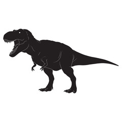 black and white silhouette of a T-Rex (Tyrannosaurus Rex) vector on a white background