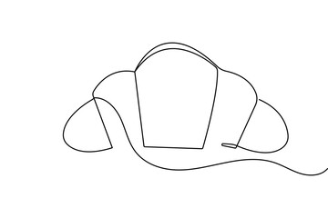 Croissant food pastry continuous one line drawing minimalist style isolate outline vector sketch

