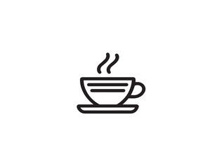 Minimalist coffee shop logo outline icon with modern vector elegance