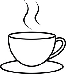 minimalist abstract line art cup of tea illustration on transparent