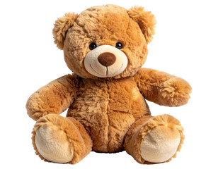 Obraz premium Plush Teddy Bear Sitting Isolated on Transparent Background