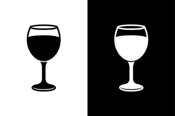 Cocktail Glass Icon on Black and White Background.