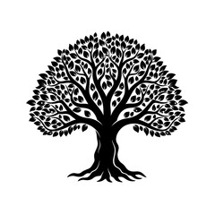 Fototapeta premium Elegant Graphic Silhouette Tree of Knowledge with Glowing Leaves Wisdom and Inspiration