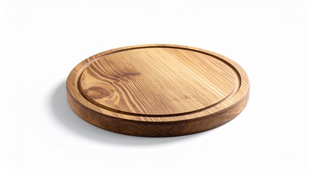 Round wooden cutting board with edge groove—natural grain texture on polished surface—evokes crafted utility, symbolic simplicity, and the rhythm of culinary precision and organic design.