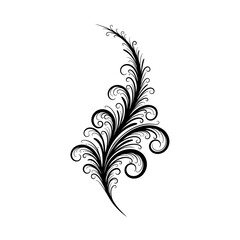 Dynamic Energetic Flow Silhouette Line Art Representation of Plant Life Force Vitality