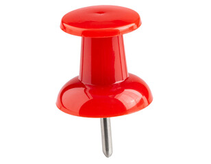 Red push pin isolated on transparent background