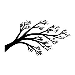 Fototapeta premium Expressive Silhouette Tree Branch Reaching Out Helping Limbs Support Guidance Concept