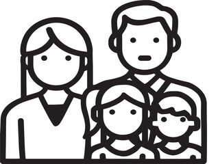 Family finance concept icon illustrated in minimalist vector line art