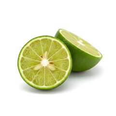 Fresh lime slices isolated on white, vibrant citrus fruit, healthy eating, summer refreshment concept