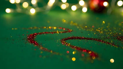 Sparkling Cheer: Festive glitter and glowing lights adorn a vibrant surface, creating a joyful, celebratory mood, perfect for holiday greetings.