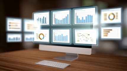 Comprehensive data analysis displayed on a computer screen, visualizing trends and insights.