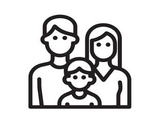 Modern family travel icon in minimalist line artwork style