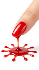 A finger with a red nail.