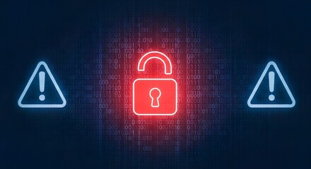 Cyber Security Data Breach Warning Digital Padlock Vulnerability Alert