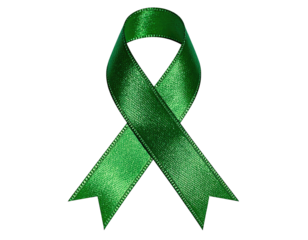 Bright emerald green ribbon, satin finish, symbolic