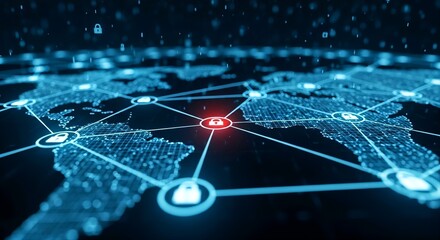 Global Network Cybersecurity Data Protection Digital World Map Secure Connections