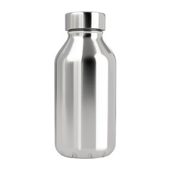 Stainless steel reusable water bottle eco friendly isolated on transparent PNG, sustainable branding, zero waste lifestyle visuals