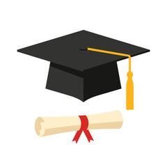 Graduation Cap and Diploma Vector Illustration
