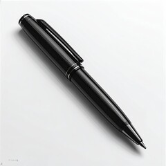 Sleek black mechanical pencil lies diagonally on a stark white background, subtly reflecting light