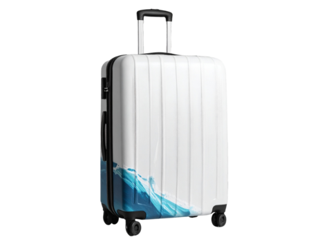 Trendy suitcase on transparent background