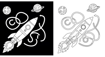 Rocket maze illustration
