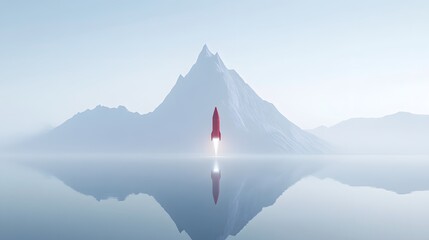 Rocket Launching from Phone Screen with Soft Gradient Background