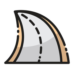 Stylized icon of a shark fin