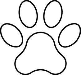 minimalist dog paw line art illustration on transparent
