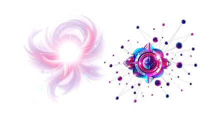 "Psionics telepathic aura swirling, futuristic graphic, isolated on white background, PNG cutout, high-detail, sleek psychic design"