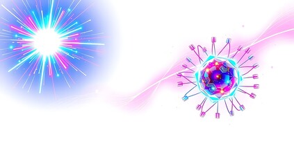 "Pulsar star emitting neon bursts, futuristic graphic, isolated on white background, PNG cutout, high-detail, sleek cosmic design"