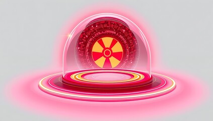 "Radiant Barrier glowing dome of energy, futuristic graphic, isolated on white background, PNG cutout, high-detail, sleek protective design"