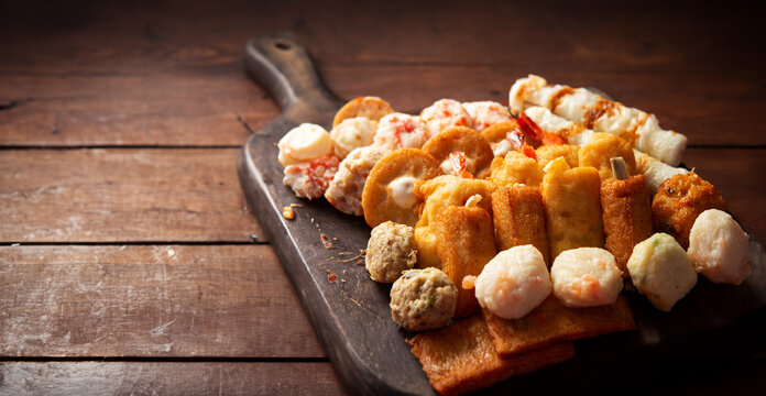 Various oden on a cutting board