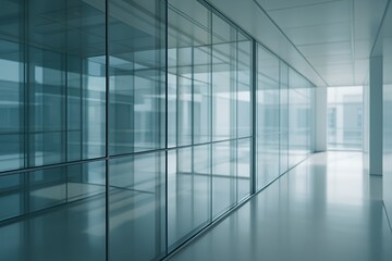 Corporate Abstract Background Modern Glass Office Walls with Natural Daylight Reflections