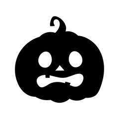 Pumpkin mask for Halloween. Halloween pumpkin with face on white. For cards, posters, prent or invitations.