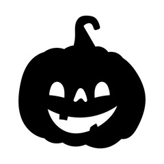 Halloween pumpkin with funny face on white. Festive decorative element for cards, posters or invitations.