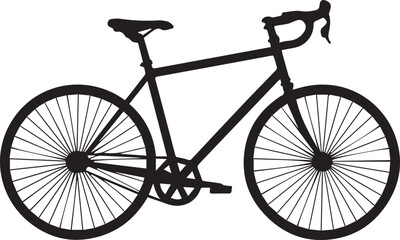 Minimalist black silhouette of a classic road bicycle standing isolated on