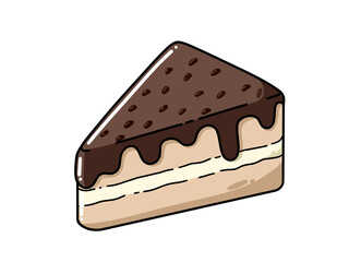 Chocolate Cake Slice Cartoon Illustration