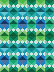 Obraz premium decorative geometric diamond shape repeat pattern with vibrant color like blue, green, and white, repeating print design