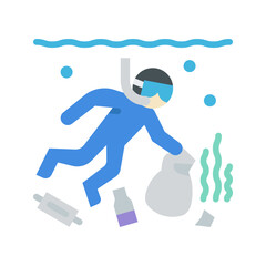 Underwater Cleanup icon vector image. Suitable for mobile apps, web apps and print media.