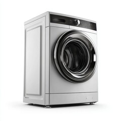Fototapeta premium Modern Silver Washing Machine Appliance Isolated on White Background for Home Laundry Needs