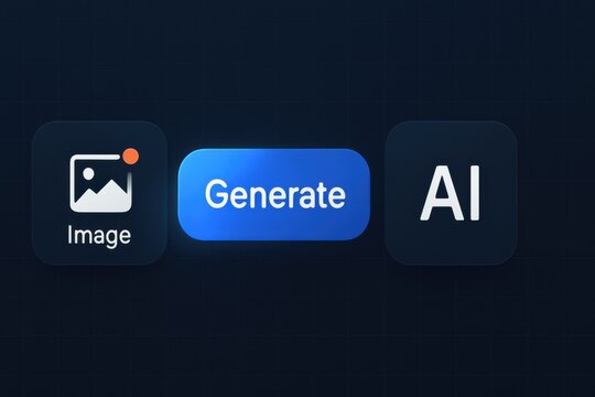 Image generate button between AI and photo icons on modern dark user interface
