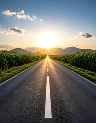 Obraz premium Country road sunset vista