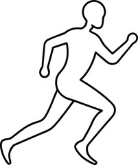 single line art sports runner silhouette vector illustration on transparent