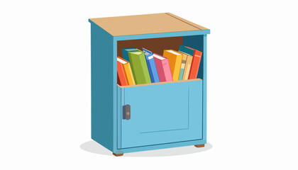 Tiny street library box filled with colorful books